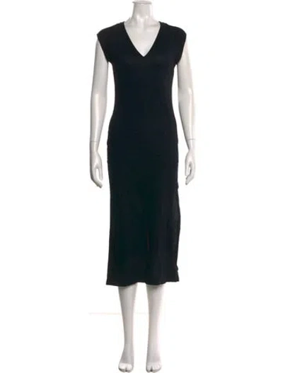 Pre-owned Frame V-neck Long Dress In Black