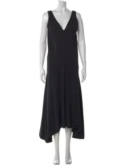 Pre-owned Frame V-neck Long Dress In Black