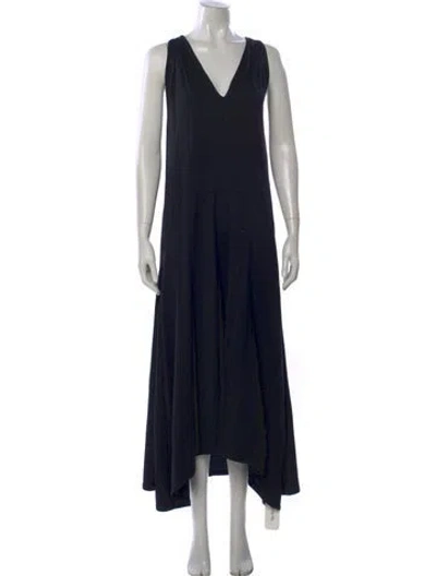 Pre-owned Frame V-neck Long Dress In Black