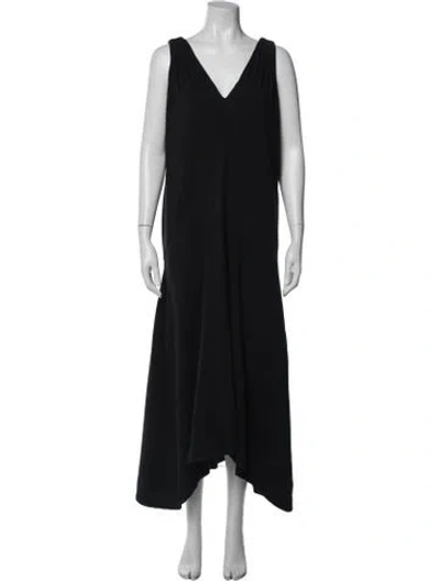 Pre-owned Frame V-neck Long Dress In Black
