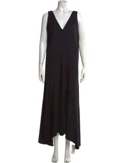 Pre-owned Frame V-neck Long Dress In Black