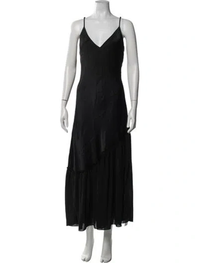 Pre-owned Frame V-neck Long Dress In Black