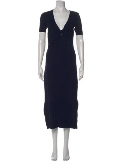Pre-owned Frame V-neck Long Dress In Blue