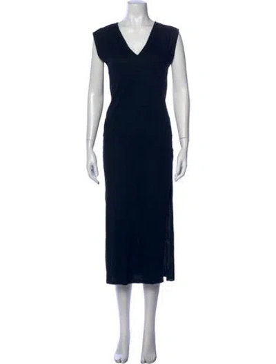 Pre-owned Frame V-neck Long Dress In Blue