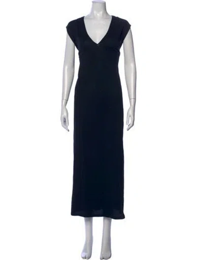 Pre-owned Frame V-neck Long Dress In Blue