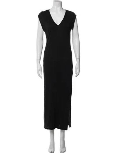 Pre-owned Frame V-neck Long Dress In Blue