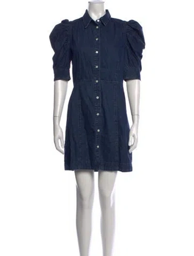 Pre-owned Frame V-neck Long Dress In Blue