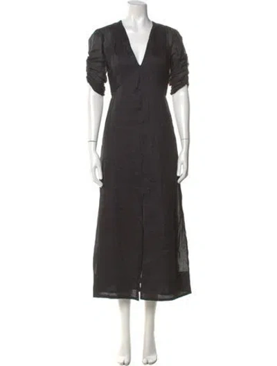 Pre-owned Frame V-neck Long Dress In Gray