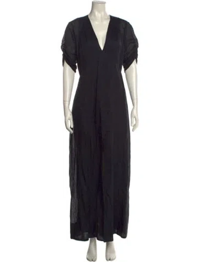 Pre-owned Frame V-neck Long Dress In Gray