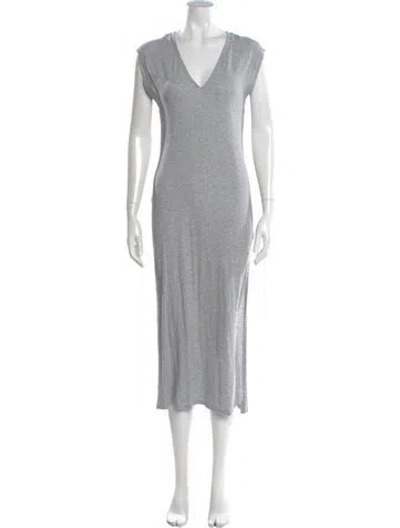 Pre-owned Frame V-neck Long Dress In Gray