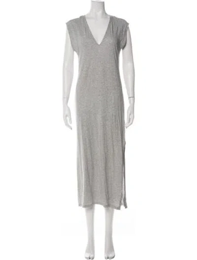 Pre-owned Frame V-neck Long Dress In Green