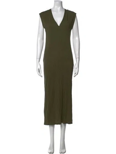 Pre-owned Frame V-neck Long Dress In Green