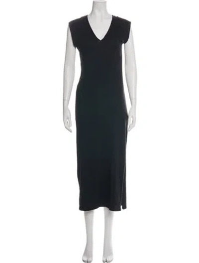 Pre-owned Frame V-neck Long Dress In Green