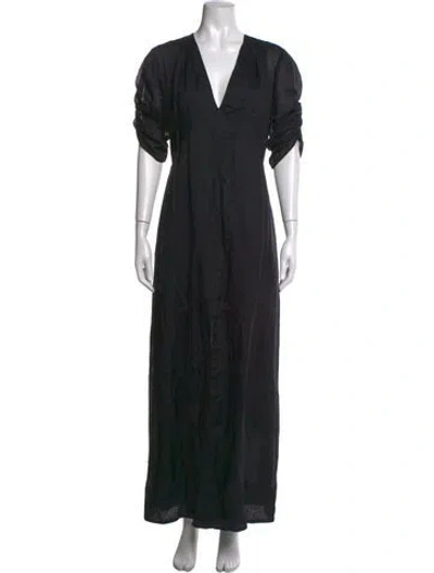 Pre-owned Frame V-neck Long Dress In Grey