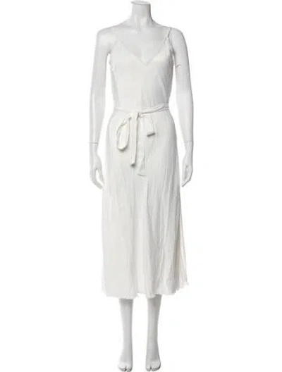 Pre-owned Frame V-neck Long Dress In Neutral