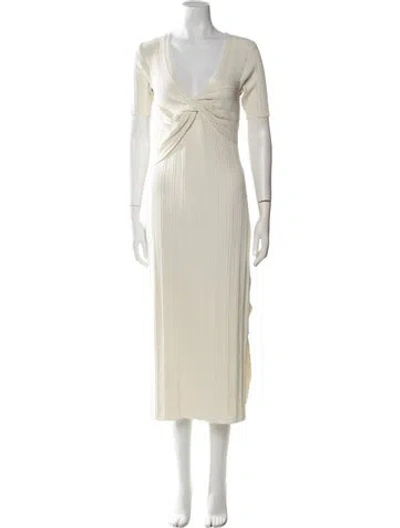 Pre-owned Frame V-neck Long Dress In Neutral