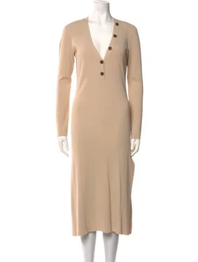 Pre-owned Frame V-neck Long Dress In Neutral