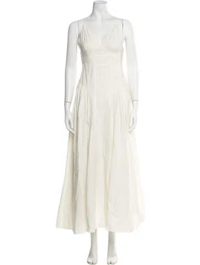 Pre-owned Frame V-neck Long Dress In Neutral