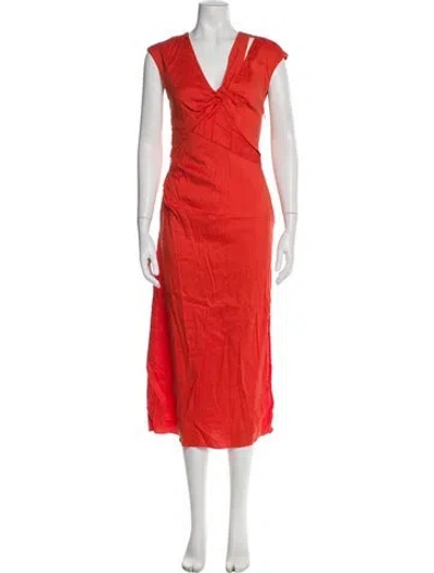 Pre-owned Frame V-neck Long Dress In Orange