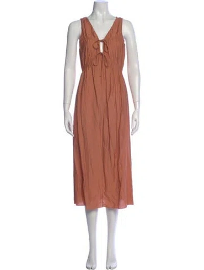 Pre-owned Frame V-neck Long Dress In Orange