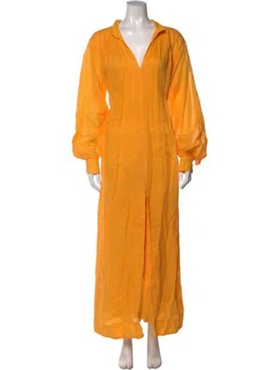 Pre-owned Frame V-neck Long Dress In Orange