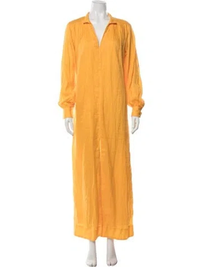 Pre-owned Frame V-neck Long Dress In Orange