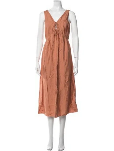 Pre-owned Frame V-neck Long Dress In Orange