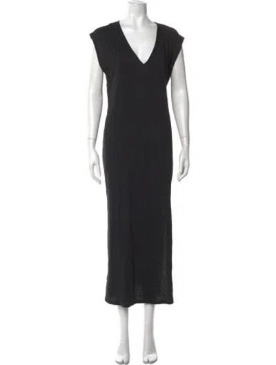 Pre-owned Frame V-neck Long Dress W/ Tags In Black