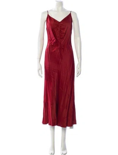 Pre-owned Frame V-neck Long Dress W/ Tags In Orange