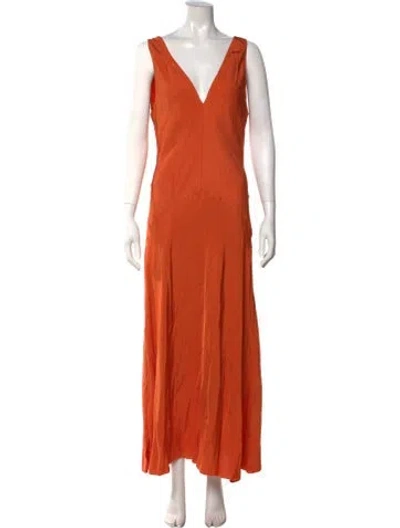 Pre-owned Frame V-neck Long Dress W/ Tags In Orange