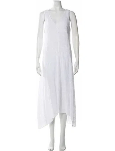 Pre-owned Frame V-neck Long Dress In White