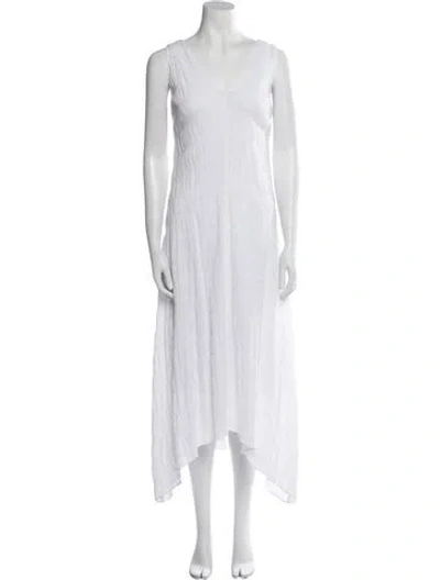 Pre-owned Frame V-neck Long Dress In White