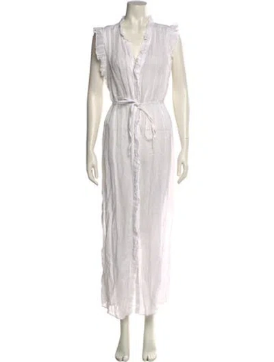 Pre-owned Frame V-neck Long Dress In White