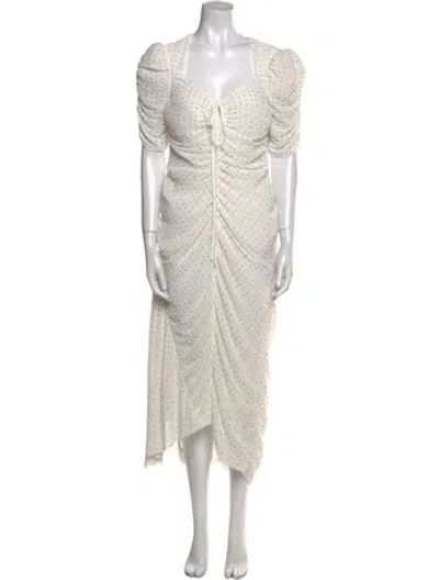 Pre-owned Frame V-neck Long Dress In White
