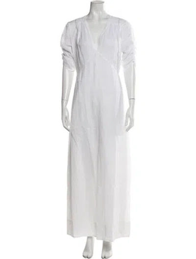 Pre-owned Frame V-neck Long Dress In White