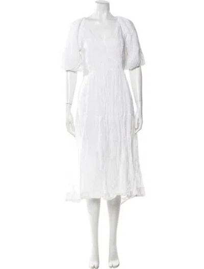 Pre-owned Frame V-neck Long Dress In White
