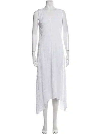 Pre-owned Frame V-neck Long Dress In White