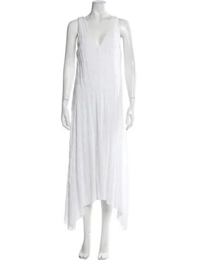 Pre-owned Frame V-neck Long Dress In White