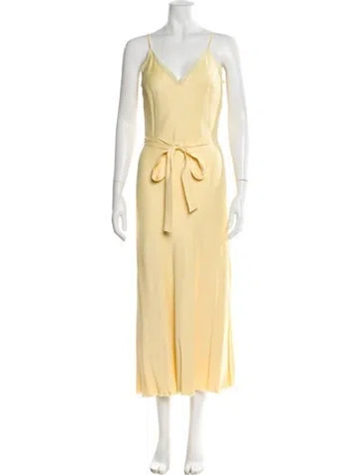 Pre-owned Frame V-neck Long Dress In Yellow