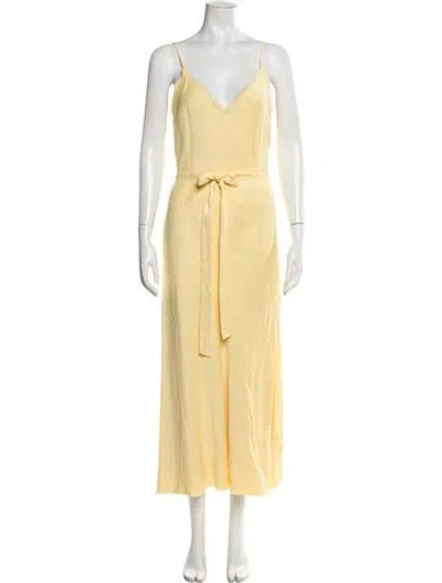 Pre-owned Frame V-neck Long Dress In Yellow