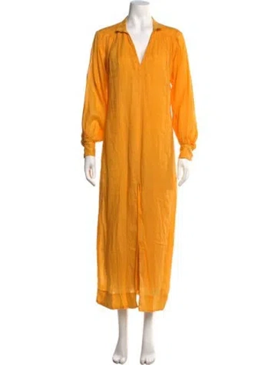 Pre-owned Frame V-neck Long Dress In Yellow