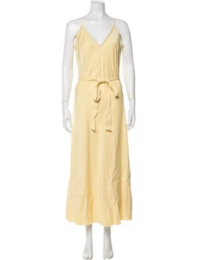 Pre-owned Frame V-neck Long Dress In Yellow