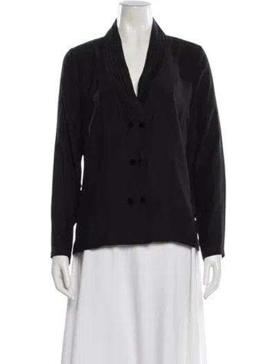 Pre-owned Frame V-neck Long Sleeve Blouse In Black