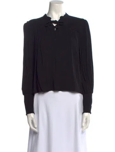 Pre-owned Frame V-neck Long Sleeve Blouse In Black