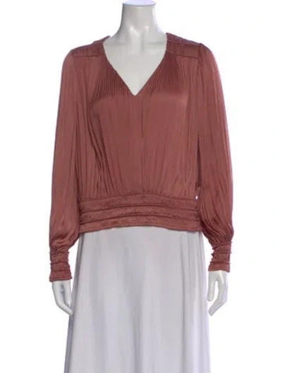 Pre-owned Frame V-neck Long Sleeve Blouse In Neutral