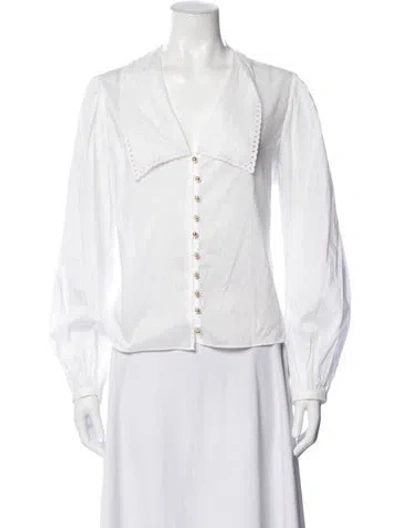 Pre-owned Frame V-neck Long Sleeve Blouse In Neutrals