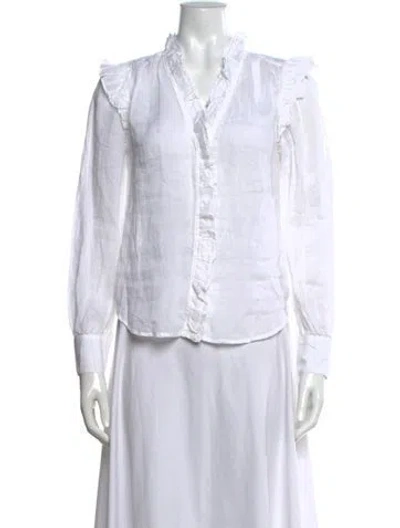 Pre-owned Frame V-neck Long Sleeve Blouse W/ Tags In White