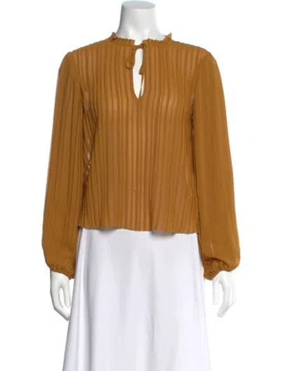 Pre-owned Frame V-neck Long Sleeve Blouse In Yellow