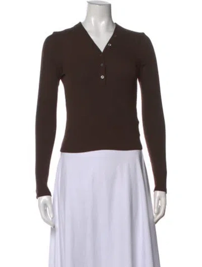 Pre-owned Frame V-neck Long Sleeve Polo In Black