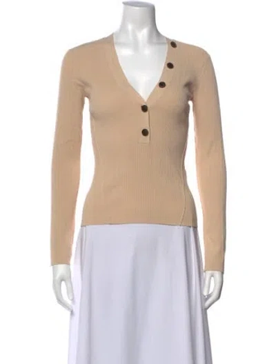 Pre-owned Frame V-neck Long Sleeve Polo In Neutrals